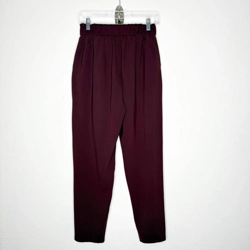 Lululemon Keep Moving Pants Cassis Burgundy Size 6 High Rise Tapered Lightweight